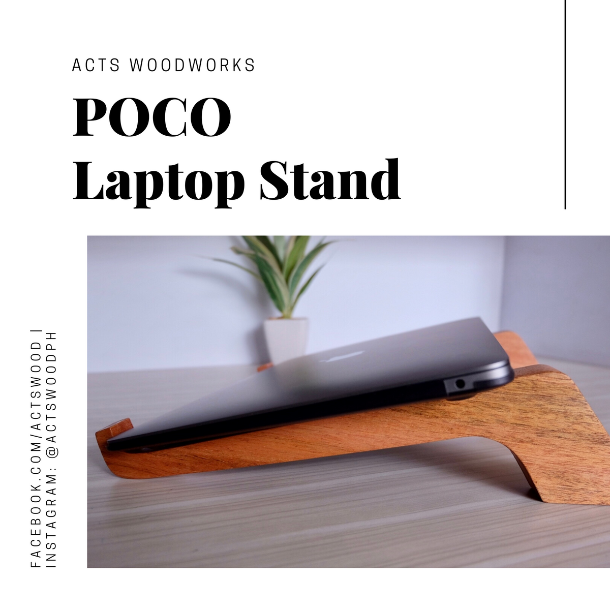 POCO Slim Mahogany Laptop Stand ACTS WOODWORKS