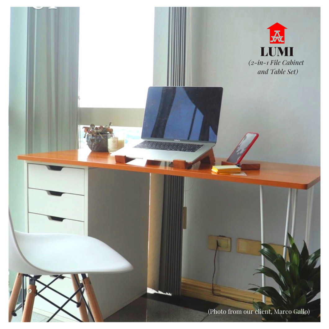 LUMI 2-in-1 Table and File Cabinet Set